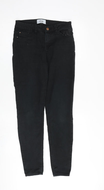 New Look Womens Black Cotton Skinny Jeans Size 10 Slim Zip