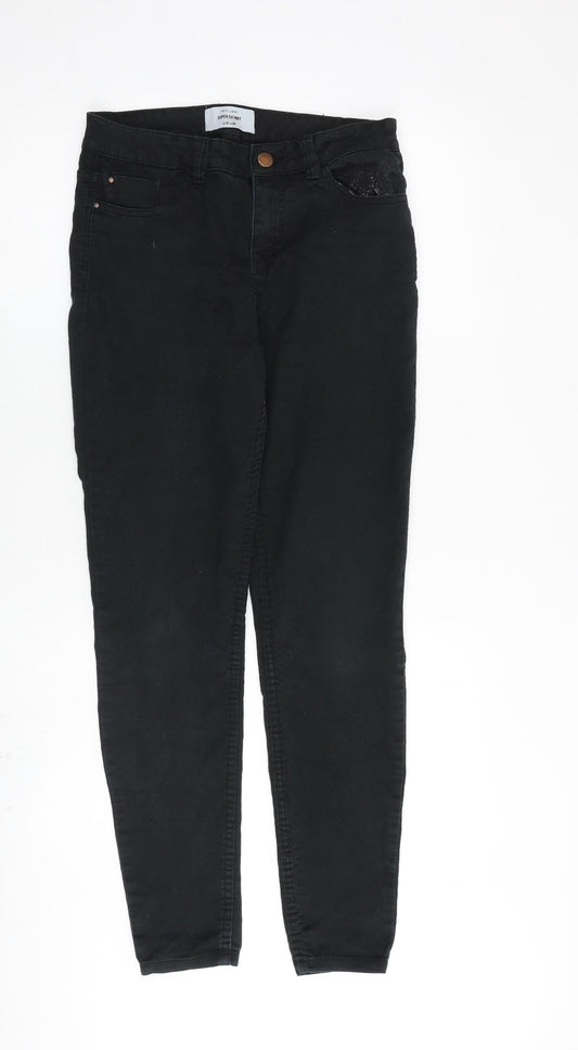 New Look Womens Black Cotton Skinny Jeans Size 10 Slim Zip
