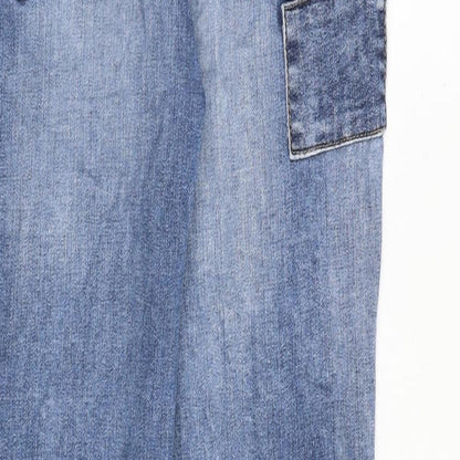 TU Womens Blue Cotton Skinny Jeans Size 8 L29 in Slim Zip - Patchwork