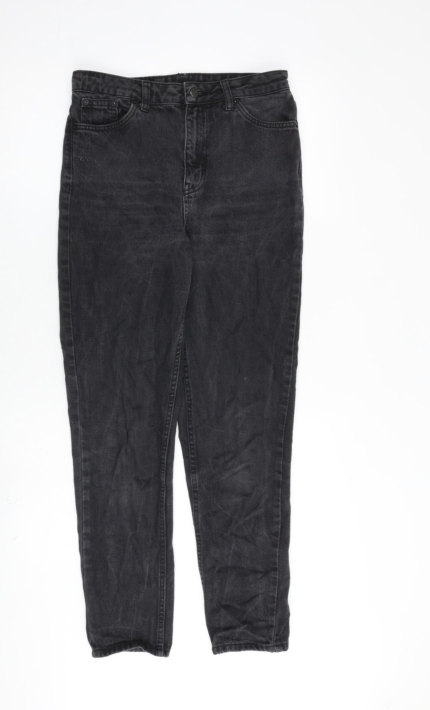 Topshop Womens Grey Cotton Straight Jeans Size 28 in L32 in Regular Zip