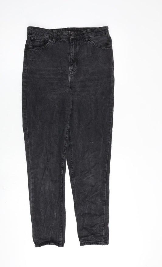 Topshop Womens Grey Cotton Straight Jeans Size 28 in L32 in Regular Zip