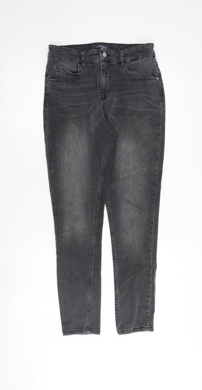 Sosandar Womens Grey Cotton Skinny Jeans Size 10 L27 in Regular Zip