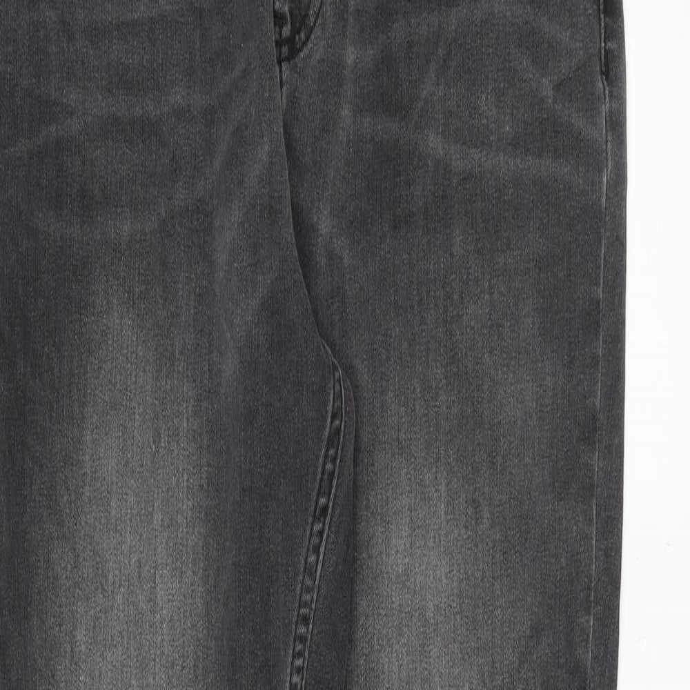 Sosandar Womens Grey Cotton Skinny Jeans Size 10 L27 in Regular Zip