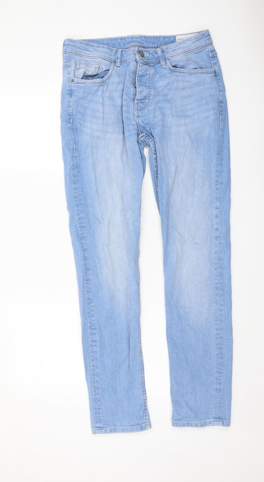 Denim & Co. Mens Blue Cotton Straight Jeans Size 30 in L32 in Regular Button