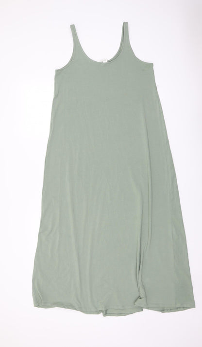 H&M Womens Green Polyester Tank Dress Size S Scoop Neck Pullover