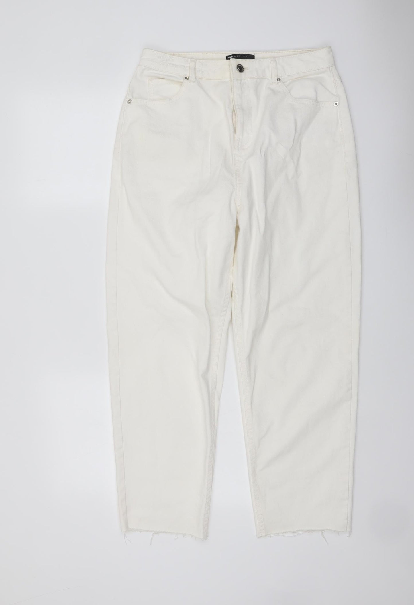 ASOS Womens Ivory Cotton Straight Jeans Size 30 in L25 in Regular Button