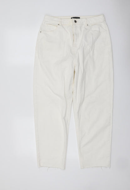 ASOS Womens Ivory Cotton Straight Jeans Size 30 in L25 in Regular Button