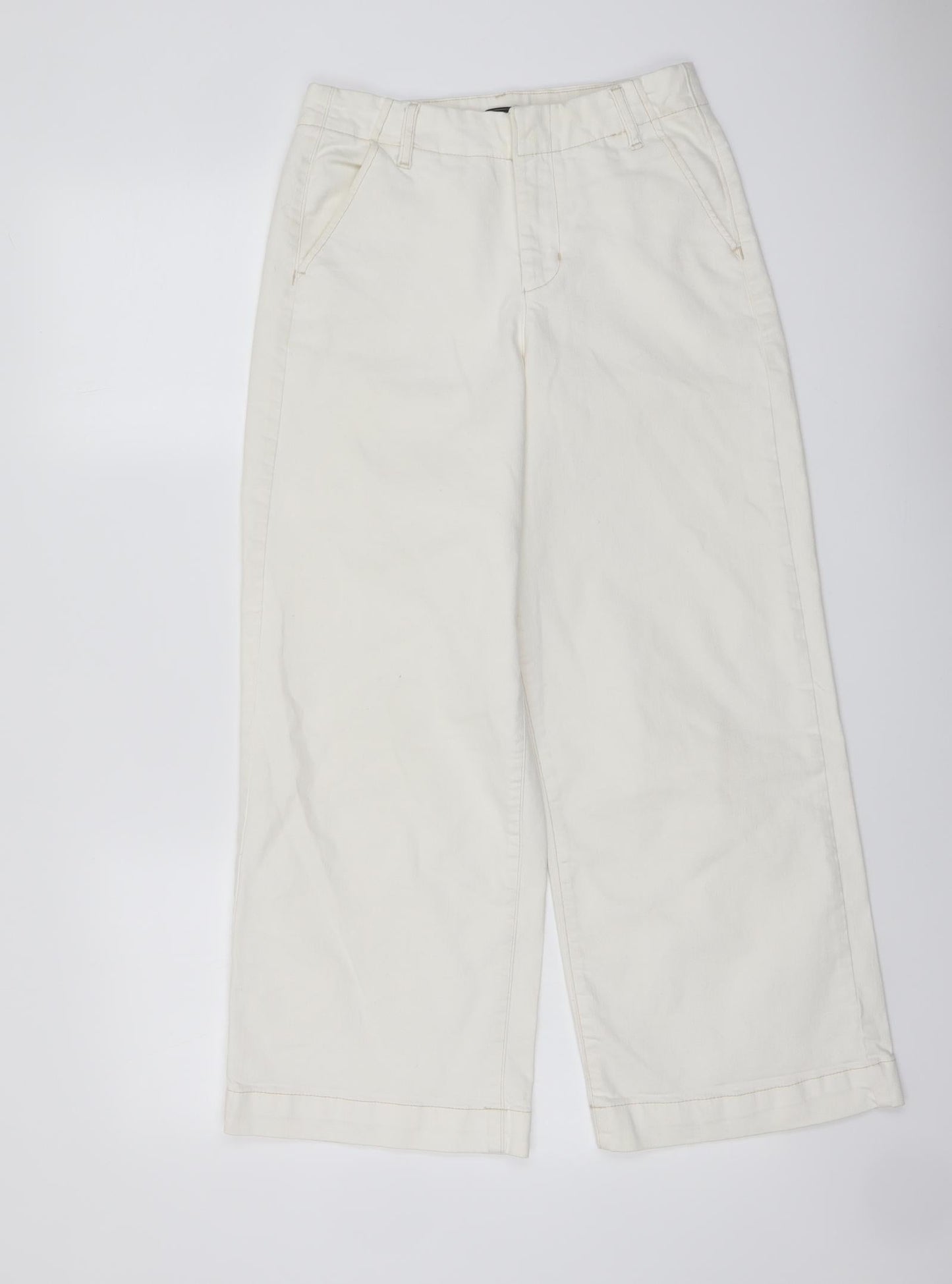 Zara Womens Ivory Cotton Bootcut Jeans Size 6 L25 in Regular Button