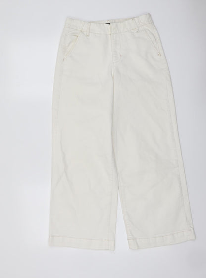 Zara Womens Ivory Cotton Bootcut Jeans Size 6 L25 in Regular Button