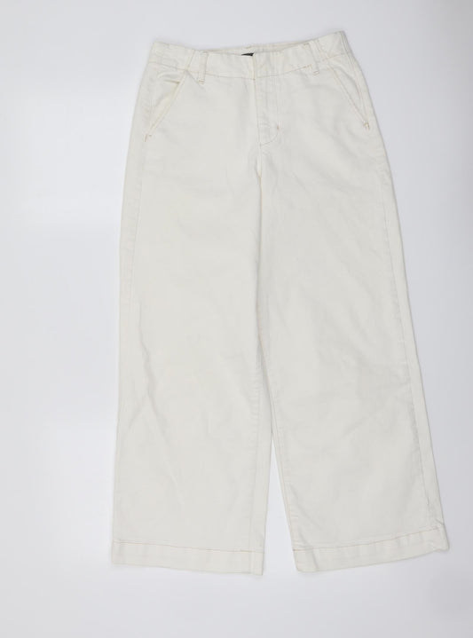 Zara Womens Ivory Cotton Bootcut Jeans Size 6 L25 in Regular Button