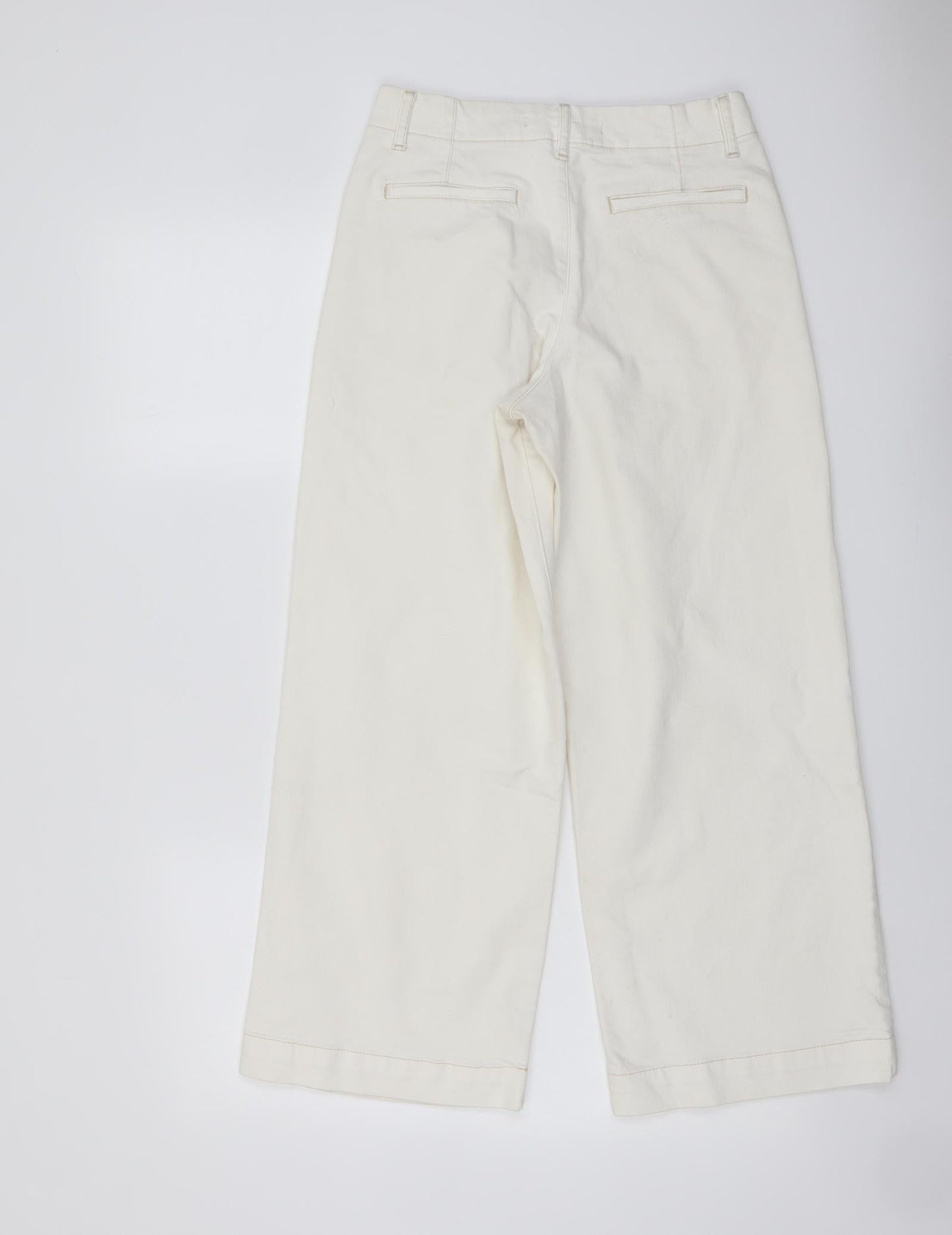 Zara Womens Ivory Cotton Bootcut Jeans Size 6 L25 in Regular Button