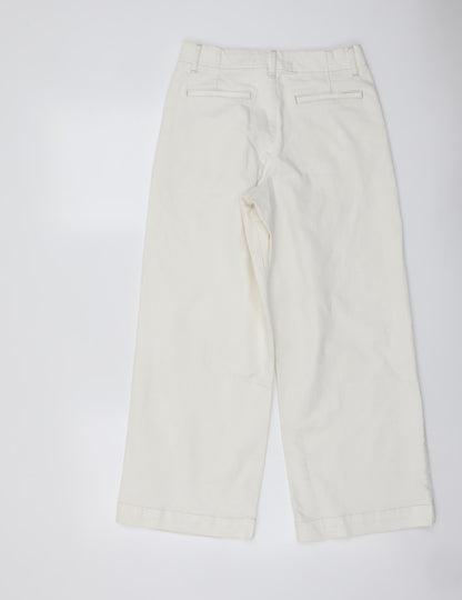 Zara Womens Ivory Cotton Bootcut Jeans Size 6 L25 in Regular Button