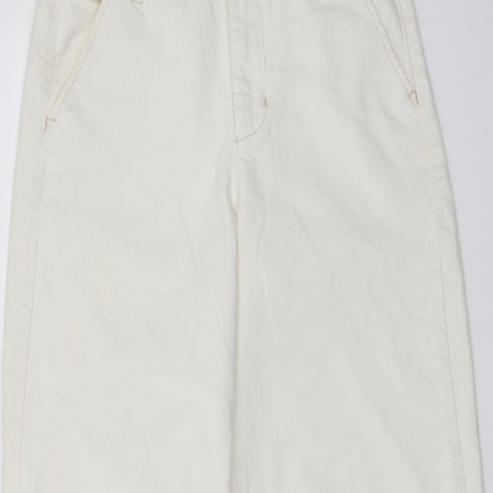 Zara Womens Ivory Cotton Bootcut Jeans Size 6 L25 in Regular Button