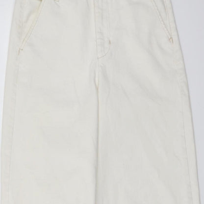 Zara Womens Ivory Cotton Bootcut Jeans Size 6 L25 in Regular Button
