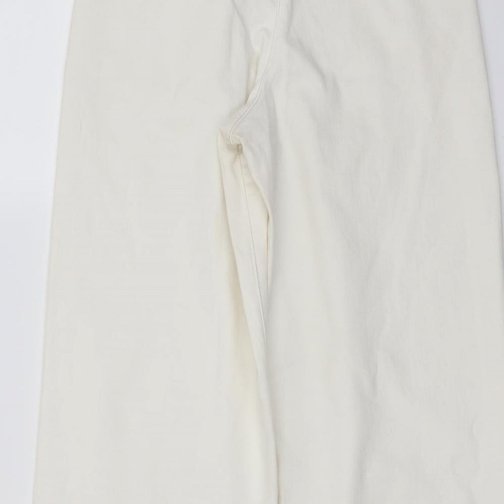 Zara Womens Ivory Cotton Bootcut Jeans Size 6 L25 in Regular Button