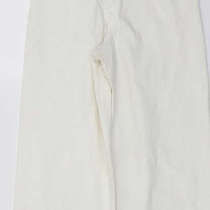 Zara Womens Ivory Cotton Bootcut Jeans Size 6 L25 in Regular Button