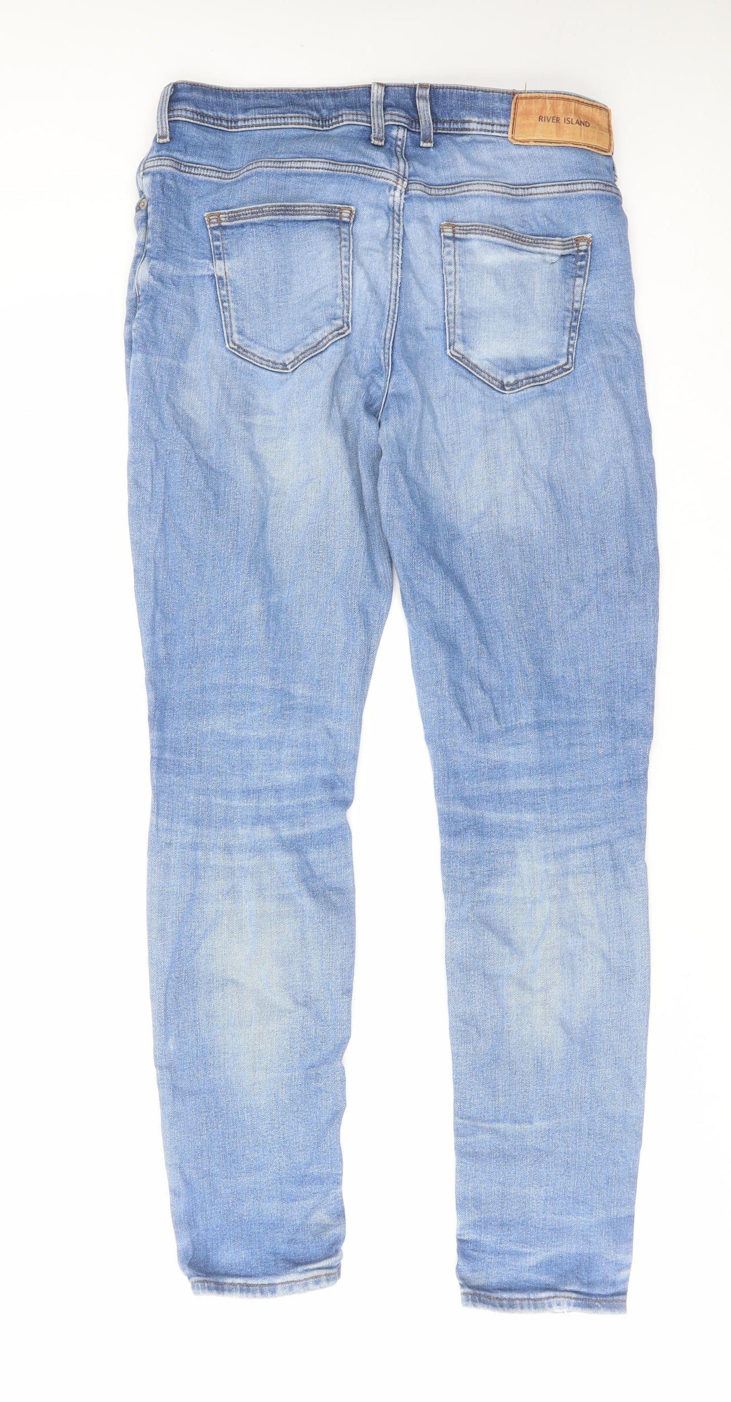 Mens UK Size 30 in River Island Regular Fit Straight Blue Jeans
