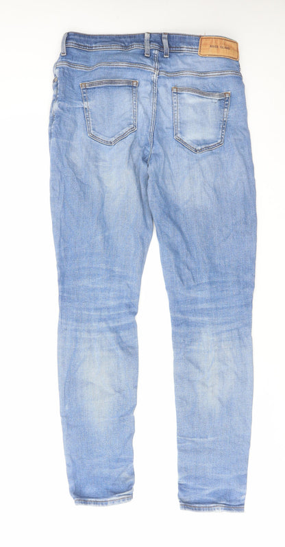 Mens UK Size 30 in River Island Regular Fit Straight Blue Jeans