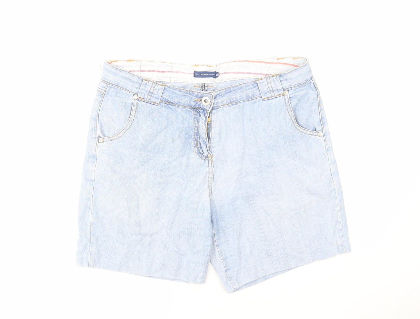 TEX Womens Blue Cotton Mom Shorts Size 2XS L6 in Regular Zip