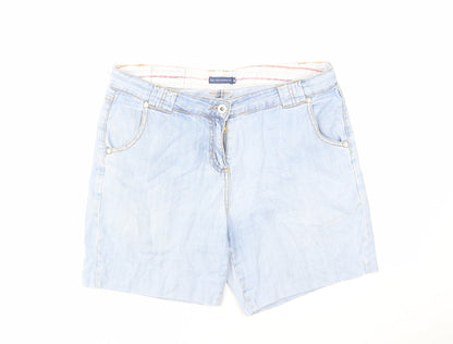 TEX Womens Blue Cotton Mom Shorts Size 2XS L6 in Regular Zip