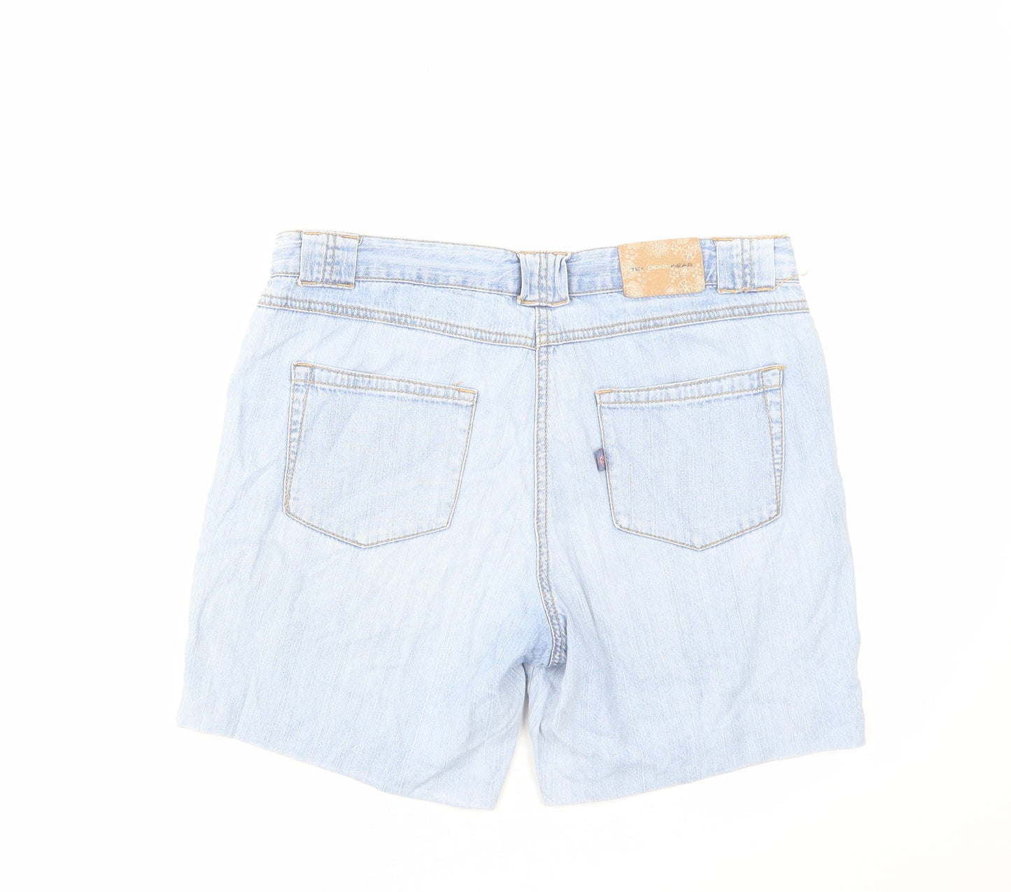 TEX Womens Blue Cotton Mom Shorts Size 2XS L6 in Regular Zip