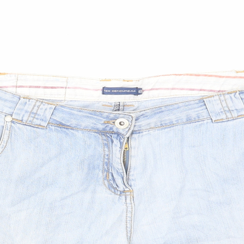 TEX Womens Blue Cotton Mom Shorts Size 2XS L6 in Regular Zip