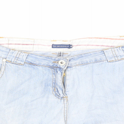 TEX Womens Blue Cotton Mom Shorts Size 2XS L6 in Regular Zip
