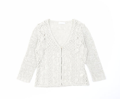 Womens UK Size 10 Oui Beige Cardigan Jumper