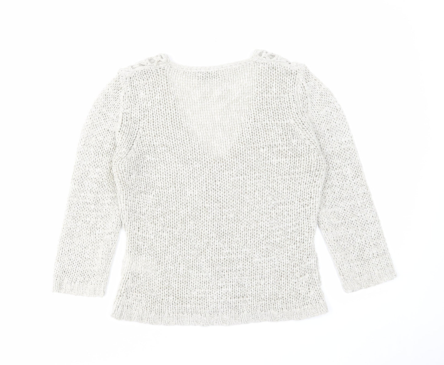 Womens UK Size 10 Oui Beige Cardigan Jumper