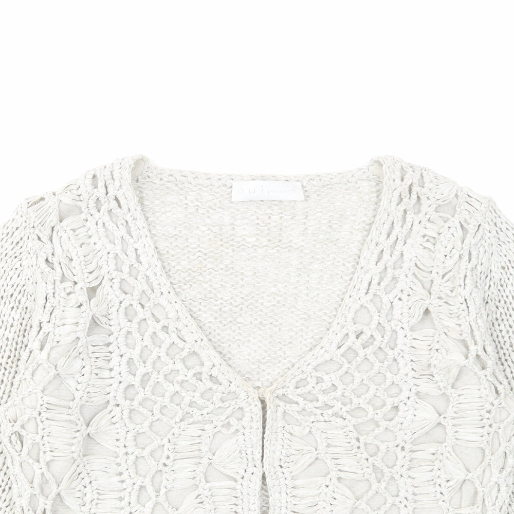 Womens UK Size 10 Oui Beige Cardigan Jumper