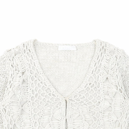 Womens UK Size 10 Oui Beige Cardigan Jumper