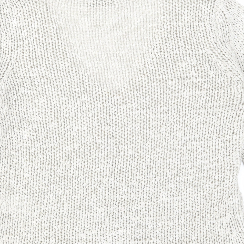 Womens UK Size 10 Oui Beige Cardigan Jumper