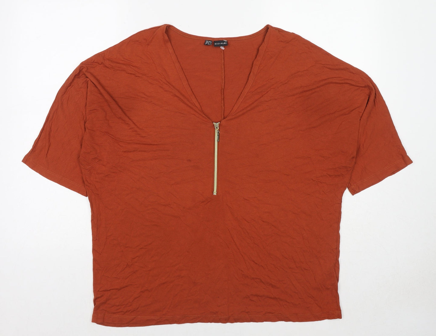 Womens UK Size L Body Flirt Brown Basic T-Shirt