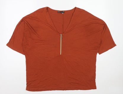 Womens UK Size L Body Flirt Brown Basic T-Shirt