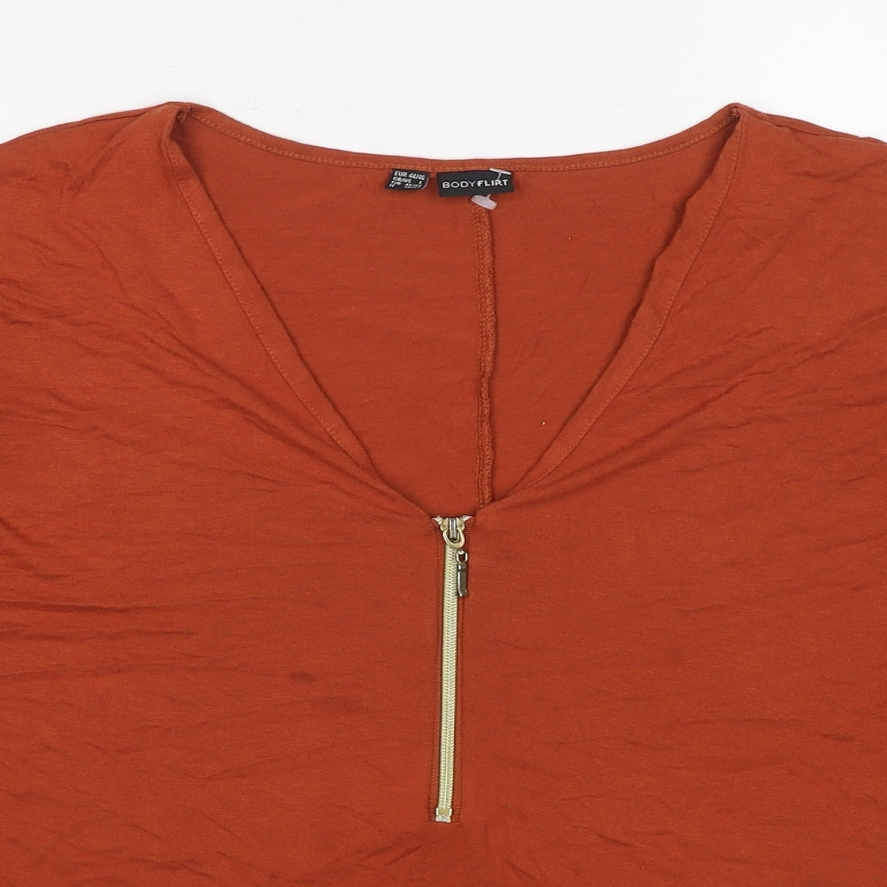 Womens UK Size L Body Flirt Brown Basic T-Shirt