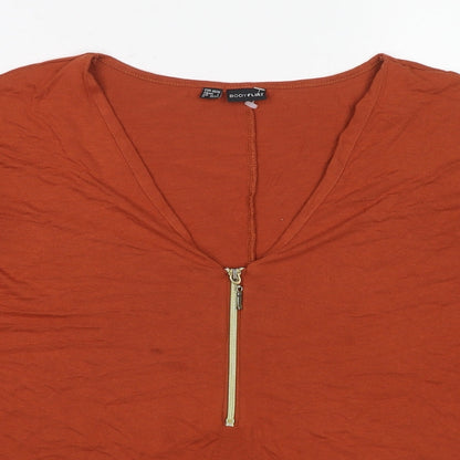 Womens UK Size L Body Flirt Brown Basic T-Shirt