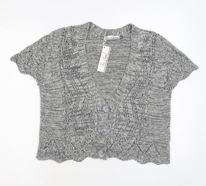 Womens UK Size L Pure & Natural Grey Cardigan Jumper
