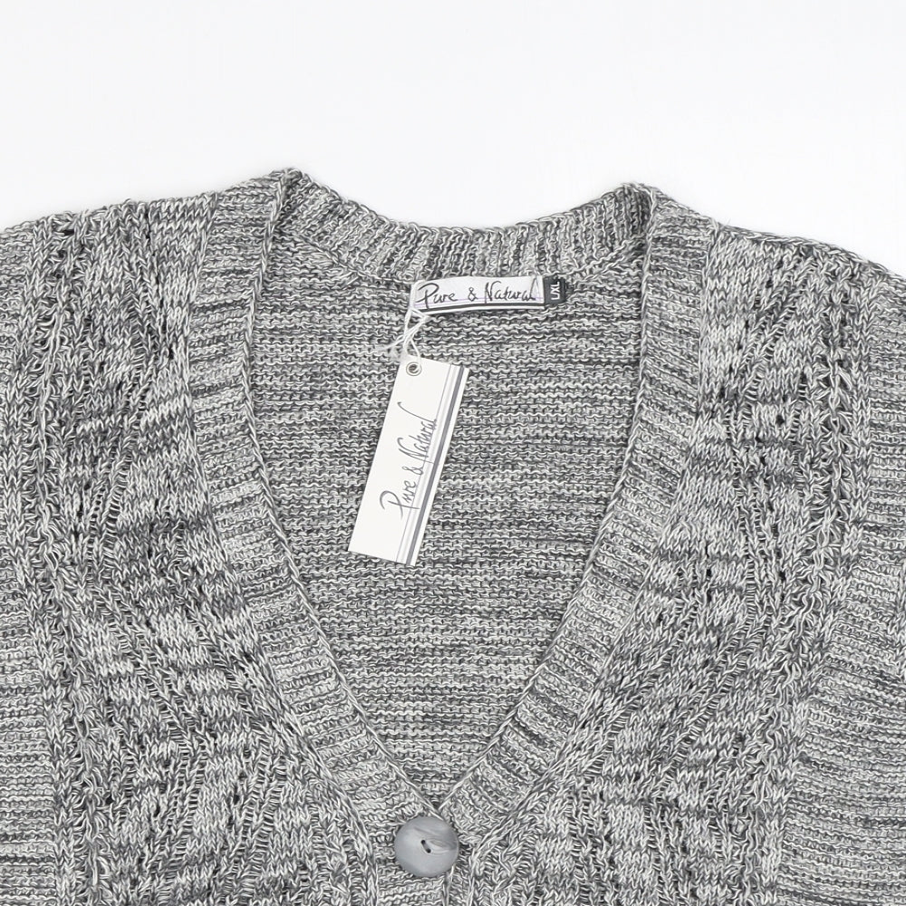 Womens UK Size L Pure & Natural Grey Cardigan Jumper