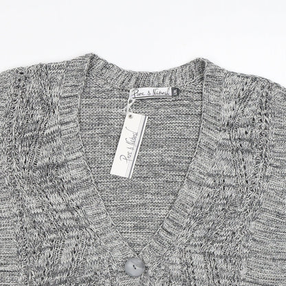 Womens UK Size L Pure & Natural Grey Cardigan Jumper