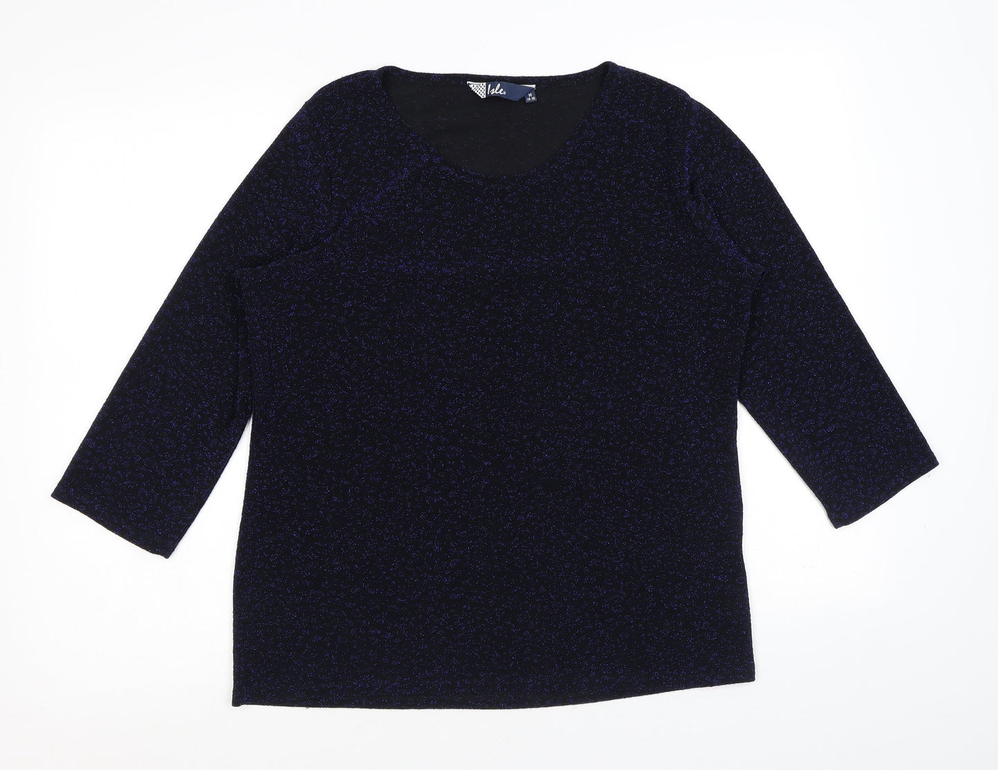 EWM Womens Blue Nylon Basic T-Shirt Size M Round Neck