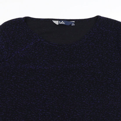 EWM Womens Blue Nylon Basic T-Shirt Size M Round Neck