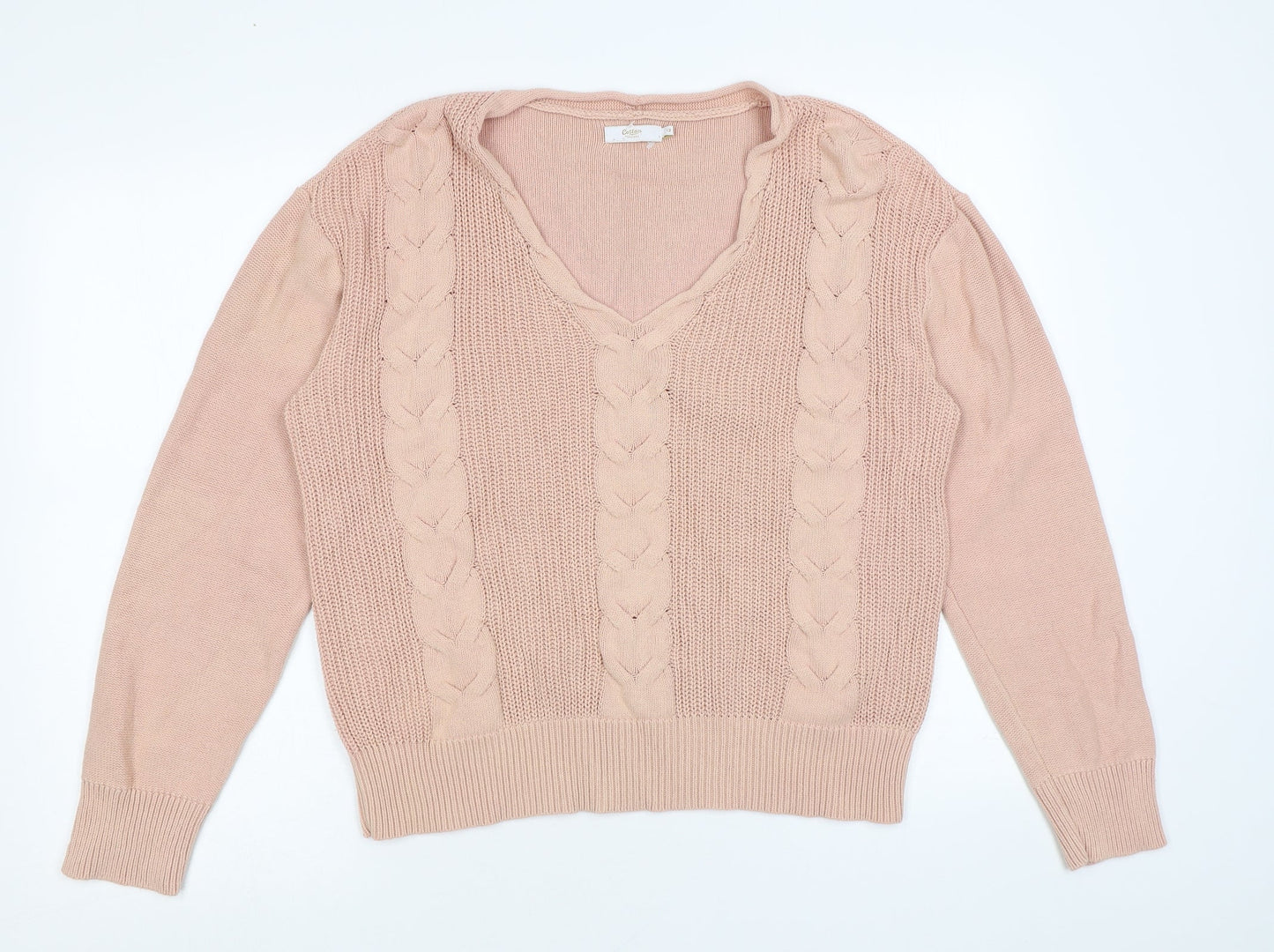 Womens UK Size 12 Cotton Traders Pink Pullover Jumper