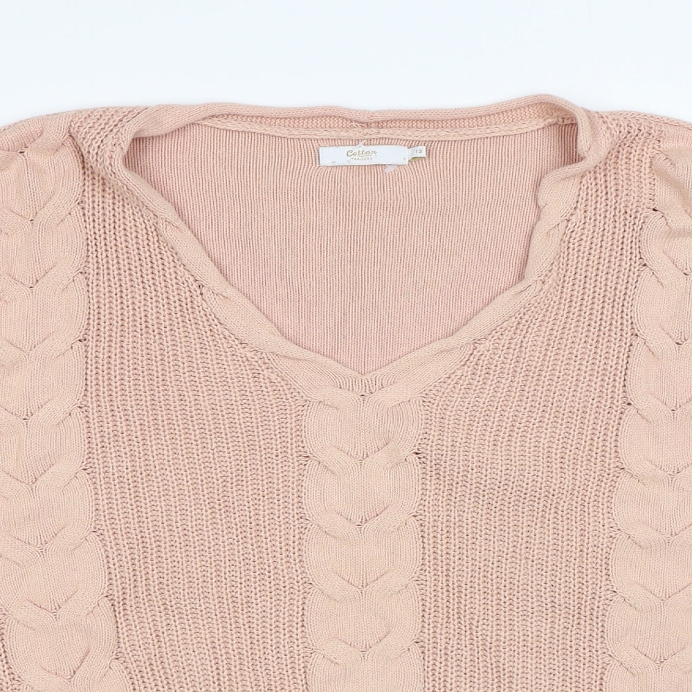 Womens UK Size 12 Cotton Traders Pink Pullover Jumper