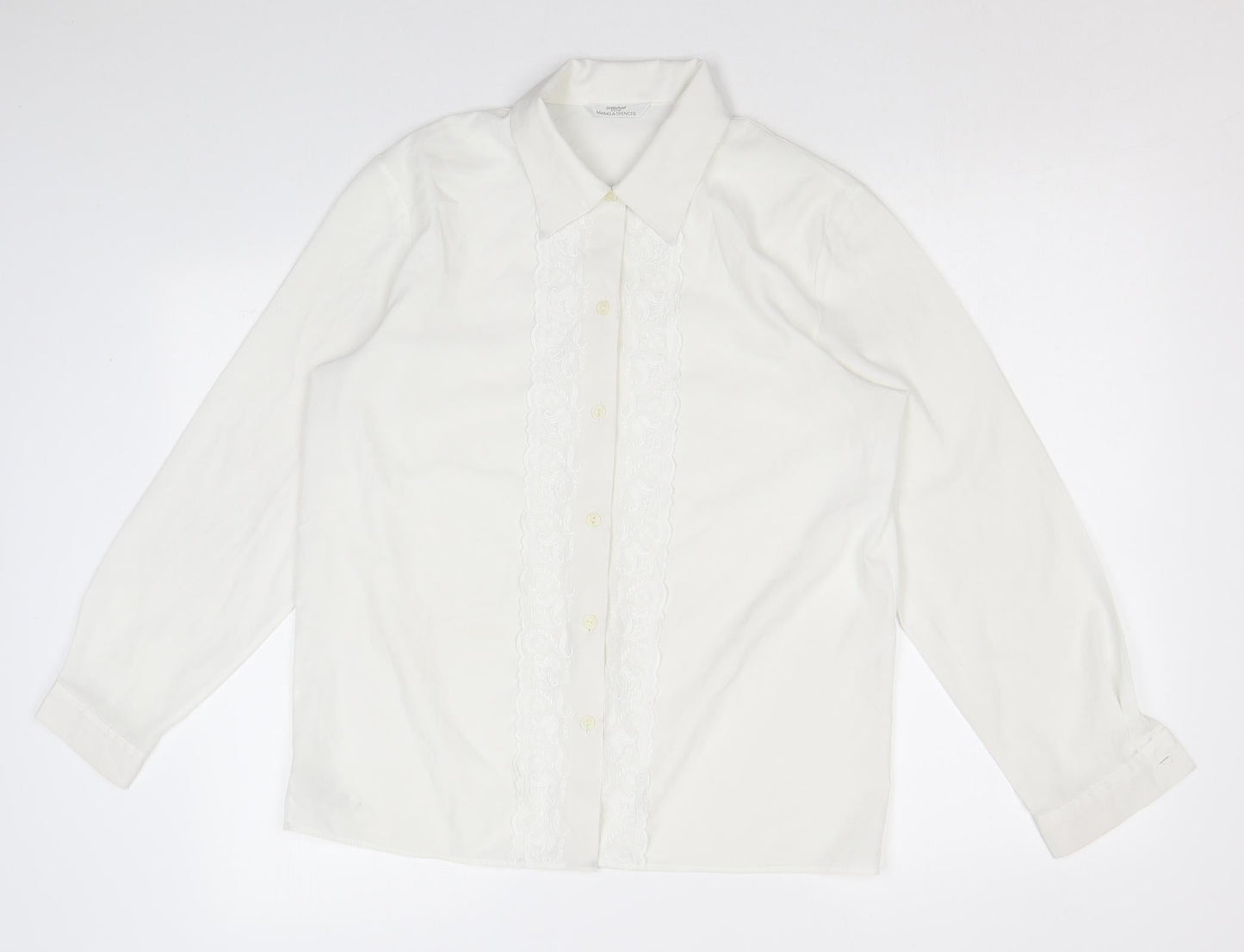Womens UK Size 12 Marks and Spencer White Basic Button-Up