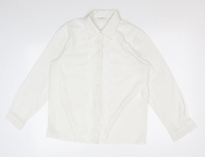 Womens UK Size 12 Marks and Spencer White Basic Button-Up