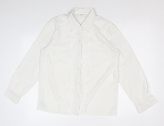 Womens UK Size 12 Marks and Spencer White Basic Button-Up