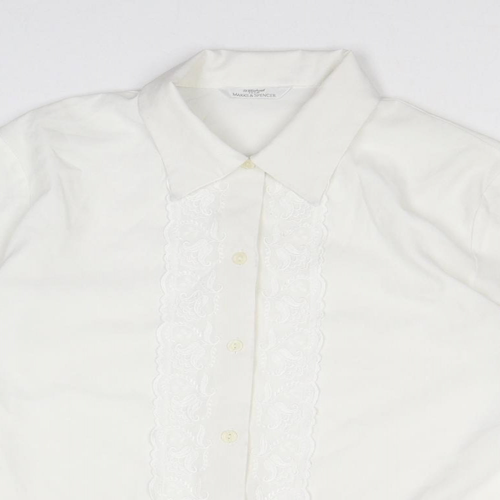 Womens UK Size 12 Marks and Spencer White Basic Button-Up