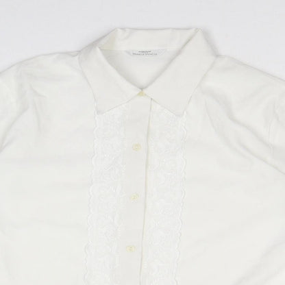 Womens UK Size 12 Marks and Spencer White Basic Button-Up