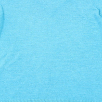 Marks and Spencer Mens Blue V-Neck Acrylic Pullover Jumper Size L Long Sleeve