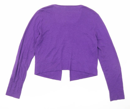 Caroline Biss Womens Purple Round Neck Cotton Cardigan Jumper Size 14